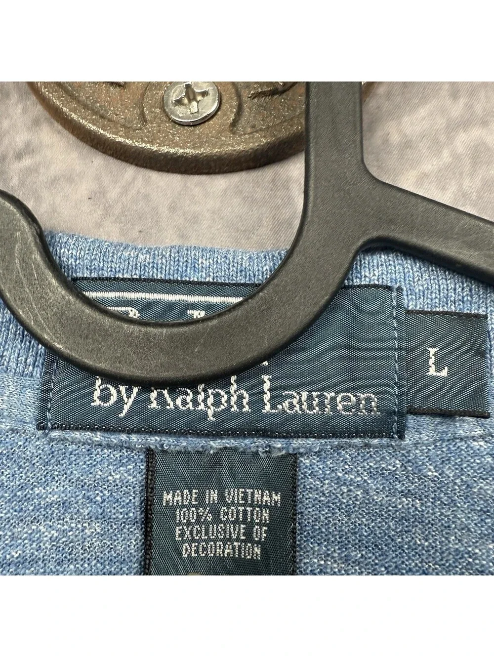 VTG Polo Ralph Lauren Long Sleeve Polo Shirt Mens L Blue